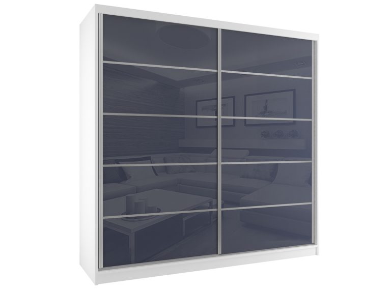 Kleiderschrank mit Schiebetüren 200 cm grau stahlglänzend Hersteller BH SZP1/2/W/WI/5S/HI