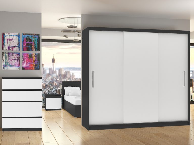 Kleiderschrank mit Schiebetüren 232 cm weiß matt Hersteller SI SZP4/2/1B/3W/0/AL