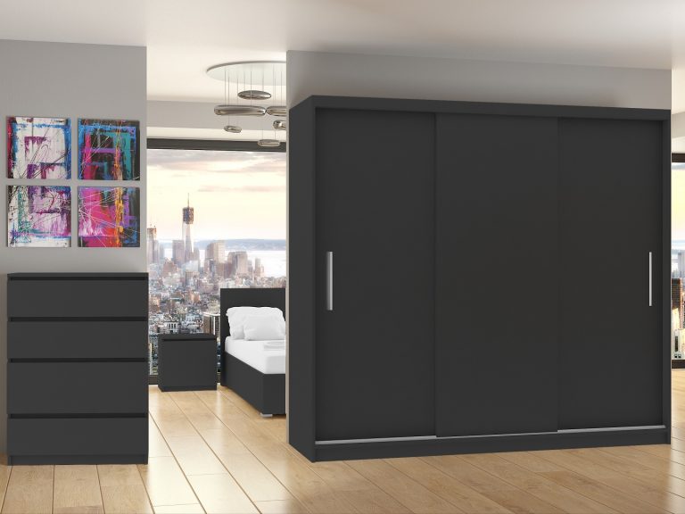 Kleiderschrank mit Schiebetüren 232 cm schwarz Ebenholz dunkel Hersteller SI SZP4/2/1B/3B/0/AL