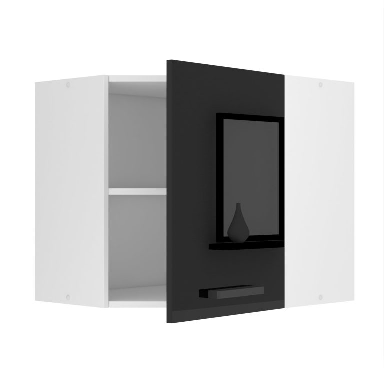 Belini oberer Eckschrank Premium Full Version oberer 60 cm Hochglanzschwarz Hersteller INF SGN60/0/WT/B/0/B1/PP
