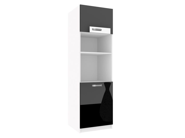 Belini Hochschrank für Einbaubackofen 60 cm Schwarz Hochglanz INF SSP60/1/WT/B/0/F