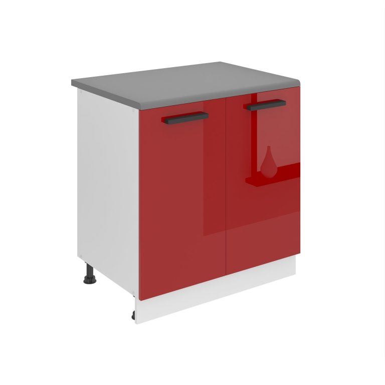 Belini Küchenschrank Premium Full Version Unterschrank 80 cm Hochglanzrot mit Arbeitsplatte Hersteller INF SD80/0/WT/R/B/B1/PP
