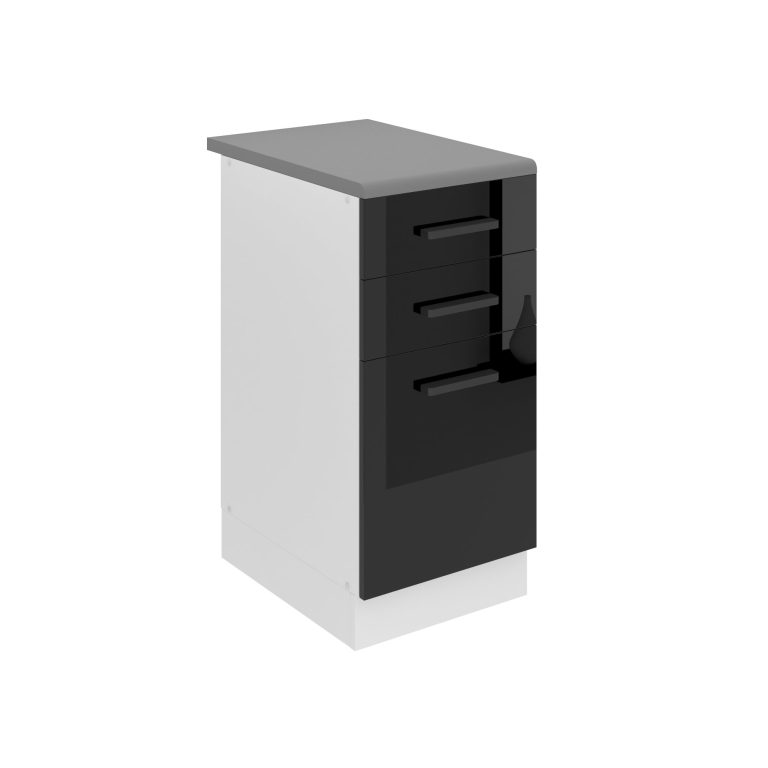 Belini Unterschrank mit Schubladen Premium Full Version 40 cm Hochglanzschwarz mit Arbeitsplatte Hersteller INF SDSZ40/0/WT/B/B/B1/PP
