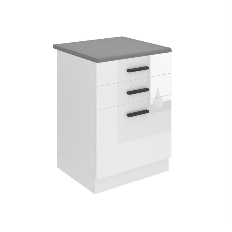 Belini Unterschrank mit Schubladen Premium Full Version 60 cm Hochglanzweiß mit Arbeitsplatte Hersteller INF SDSZ60/0/WT/W/B/B1/PP

