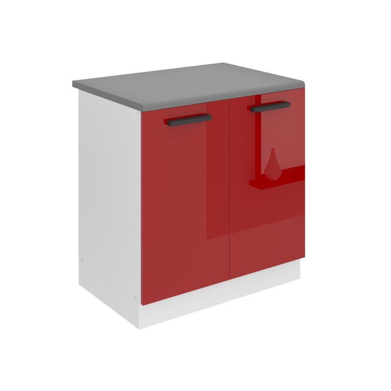 Belini Spülenschrank Premium Full Version Unterschrank 80 cm Hochglanzrot mit Arbeitsplatte Hersteller INF SDZ80/0/WT/R/B/B1/PP

