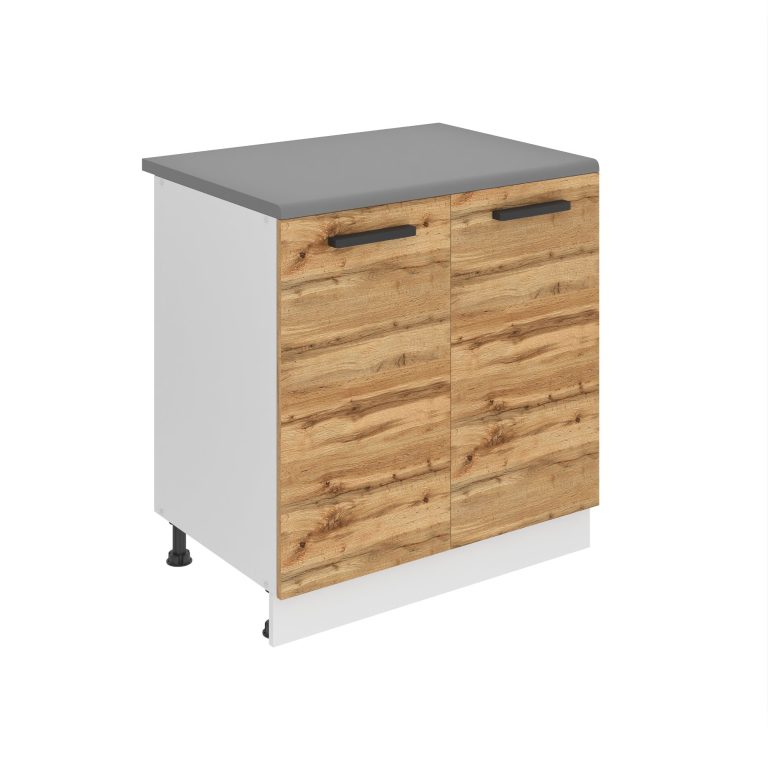 Belini Küchenschrank Premium Full Version Unterschrank 80 cm Wotan-Eiche mit Arbeitsplatte Hersteller TOR SD80/0/WT/DW/B/B1/PP
