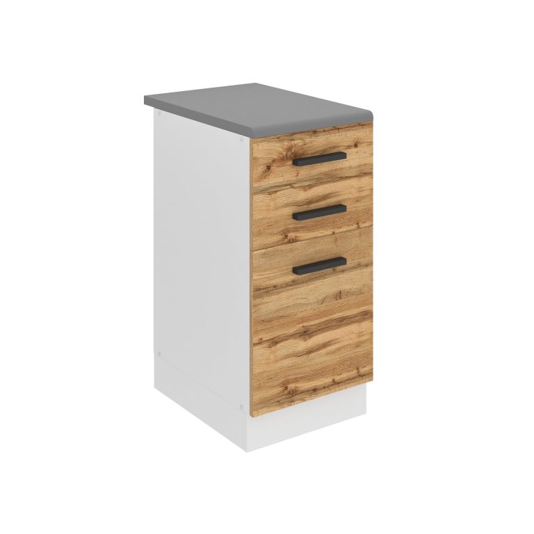 Belini Unterschrank mit Schubladen Premium Full Version 40 cm Wotan-Eiche mit Arbeitsplatte Hersteller TOR SDSZ40/0/WT/DW/B/B1/PP

