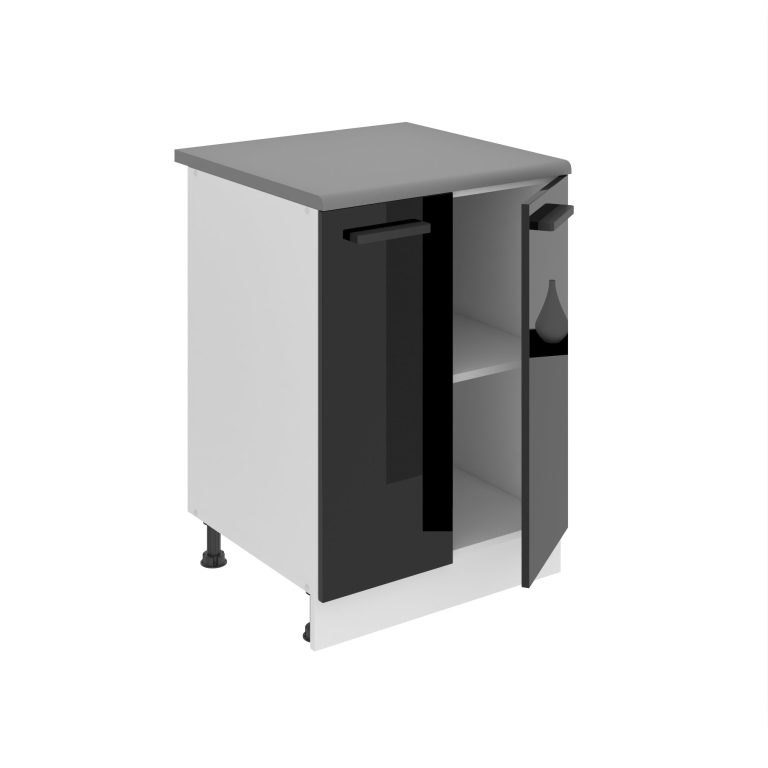 Belini Küchenschrank Premium Full Version Unterschrank 60 cm Hochglanzschwarz mit Arbeitsplatte Hersteller  INF SD2-60/0/WT/B/B/B1/PP

