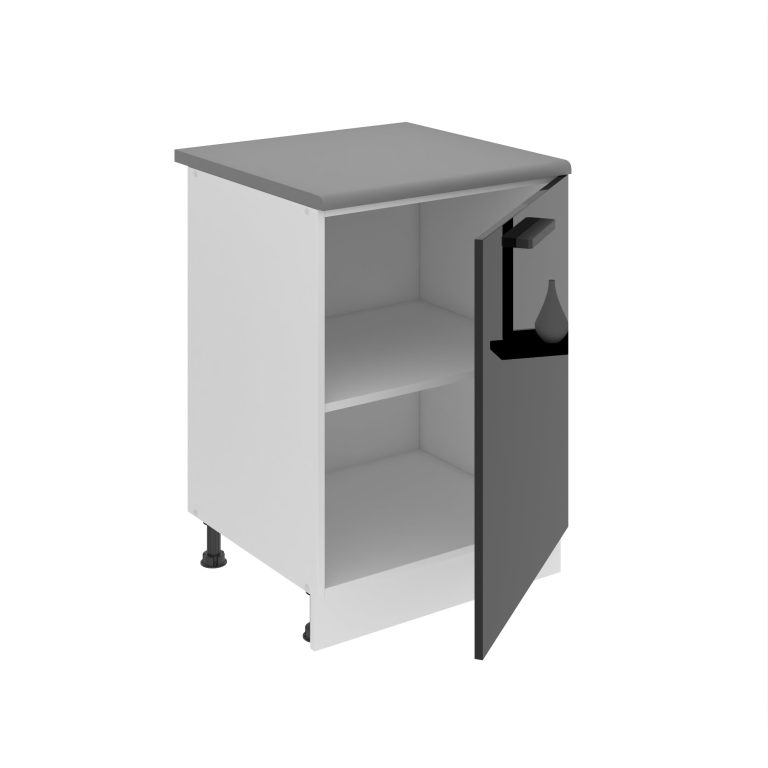 Belini Küchenschrank Premium Full Version Unterschrank 60 cm Hochglanzschwarz mit Arbeitsplatte Hersteller INF SD60/0/WT/B/B/B1/PP

