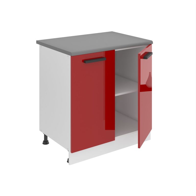 Belini Küchenschrank Premium Full Version Unterschrank 80 cm Hochglanzrot mit Arbeitsplatte Hersteller INF SD80/0/WT/R/B/B1/PP
