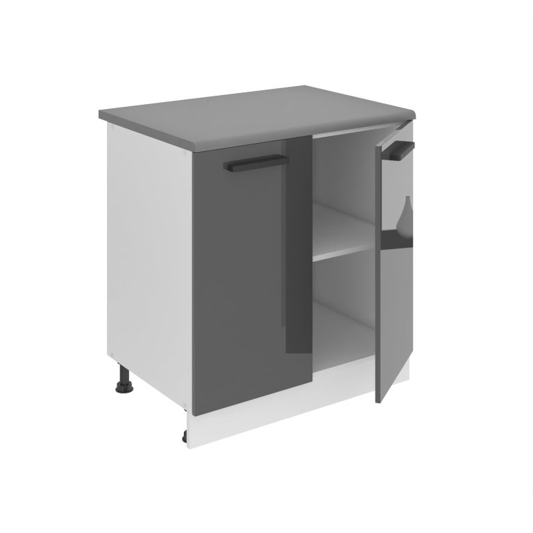 Belini Küchenschrank Premium Full Version Unterschrank 80 cm Hochglanzgrau mit Arbeitsplatte Hersteller INF SD80/0/WT/S/B/B1/PP
