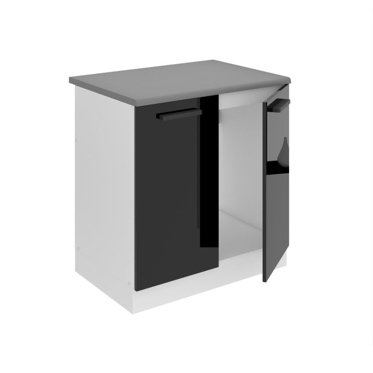 Belini Spülenschrank Premium Full Version Unterschrank 80 cm Hochglanzschwarz mit Arbeitsplatte Hersteller INF SDZ80/0/WT/B/B/B1/PP
