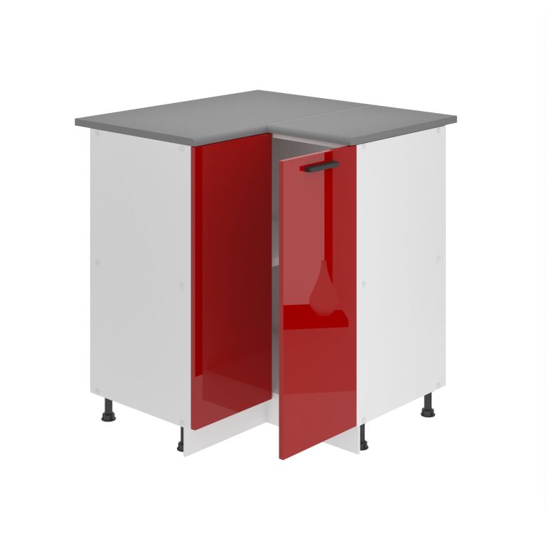 Belini Unterschrank Eckschrank Premium Full Version Unterschrank 90 cm Hochglanzrot mit Arbeitsplatte Hersteller INF SNP90/0/WT/R/B/B1/PP