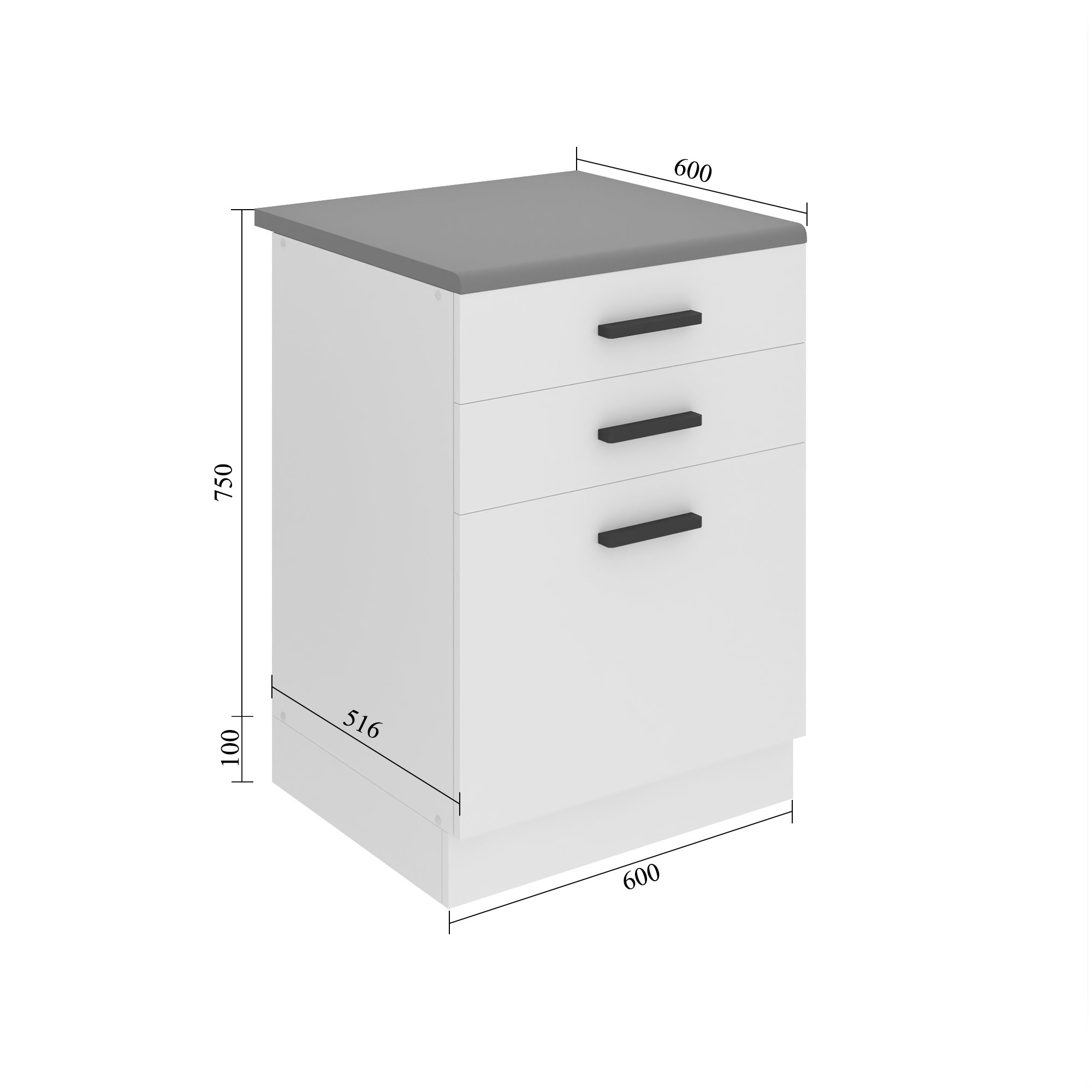 Belini Unterschrank mit Schubladen Premium Full Version 60 cm Hochglanzschwarz mit Arbeitsplatte Hersteller INF SDSZ60/0/WT/B/B/B1/PP

