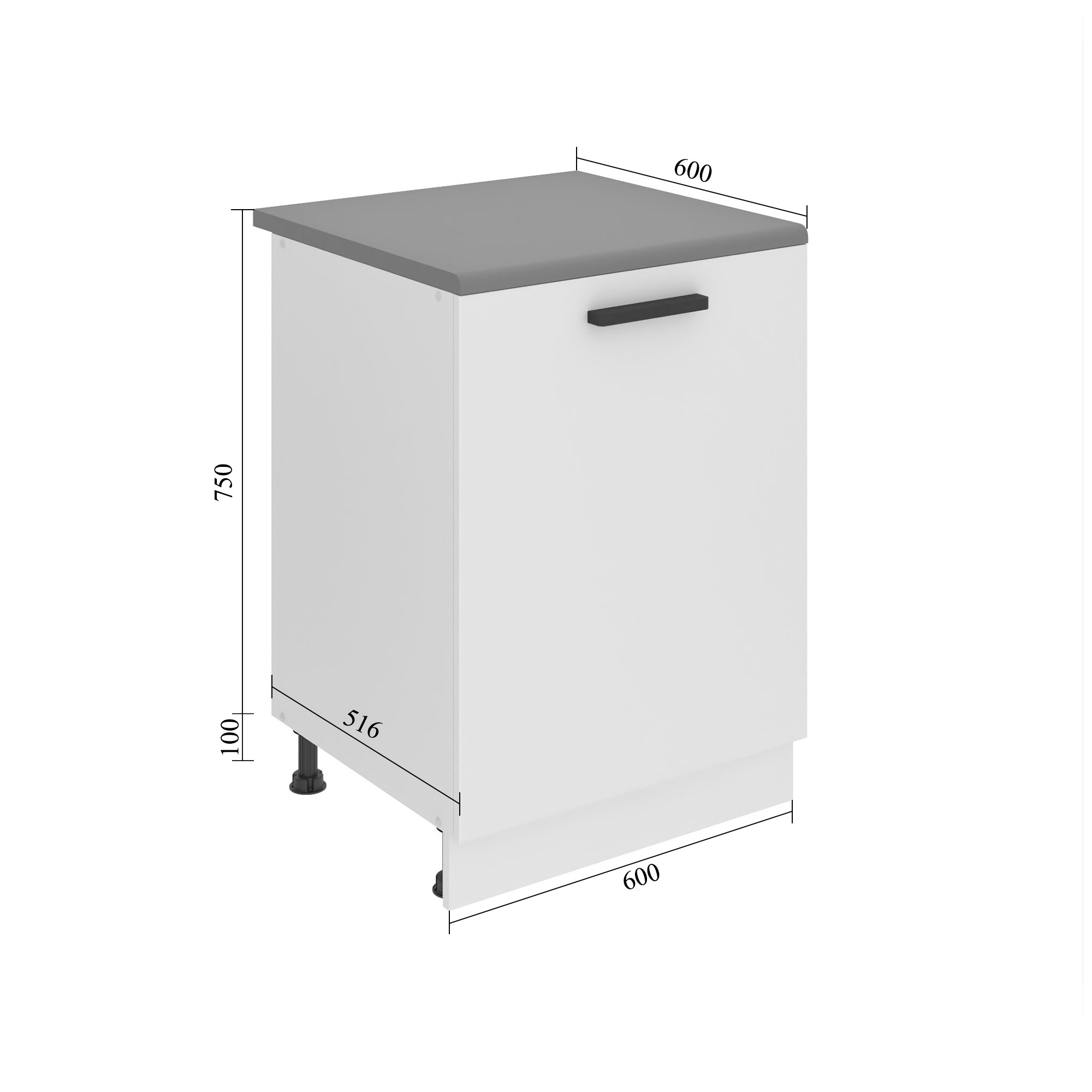 Belini Küchenschrank Premium Full Version Unterschrank 60 cm Wotan-Eiche mit Arbeitsplatte Hersteller TOR SD60/0/WT/DW/B/B1/PP

