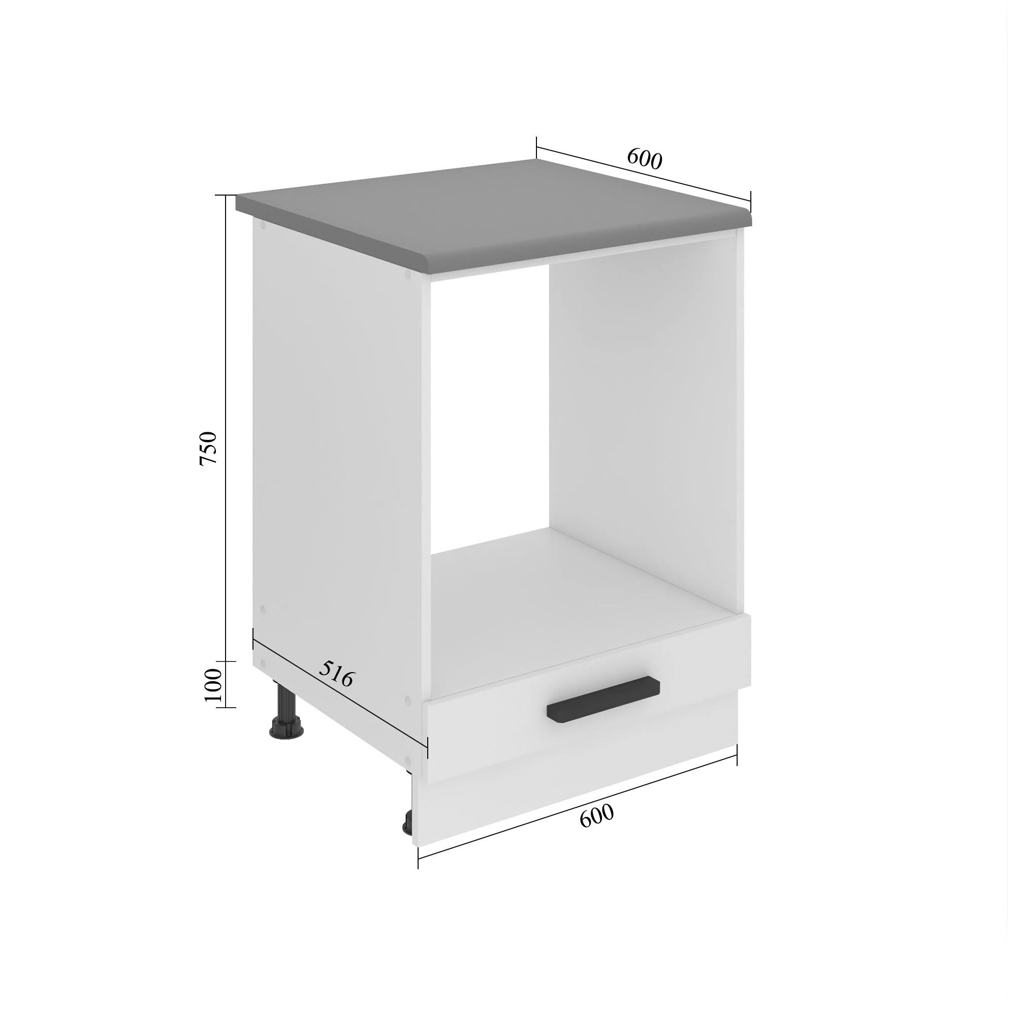Belini Unterschrank zur Einbau des Backofens Premium Full Version Unterschrank 60 cm Wotan-Eiche mit Arbeitsplatte Hersteller TOR SDP60/0/WT/DW/B/B1/PP