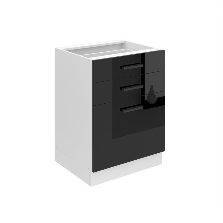 Belini Unterschrank mit Schubladen Premium Full Version 60 cm Hochglanzschwarz ohne Arbeitsplatte Hersteller INF SDSZ60/0/WT/B/0/B1/PP
