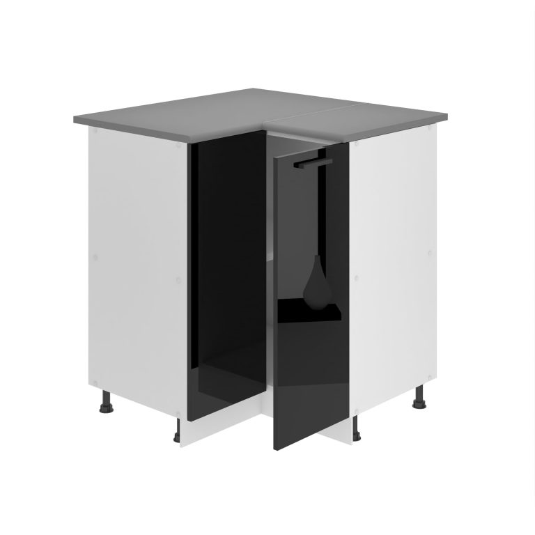 Belini Unterschrank Eckschrank Premium Full Version 90 cm Hochglanzschwarz ohne Arbeitsplatte Hersteller INF SNP90/0/WT/B/0/B1/PP

