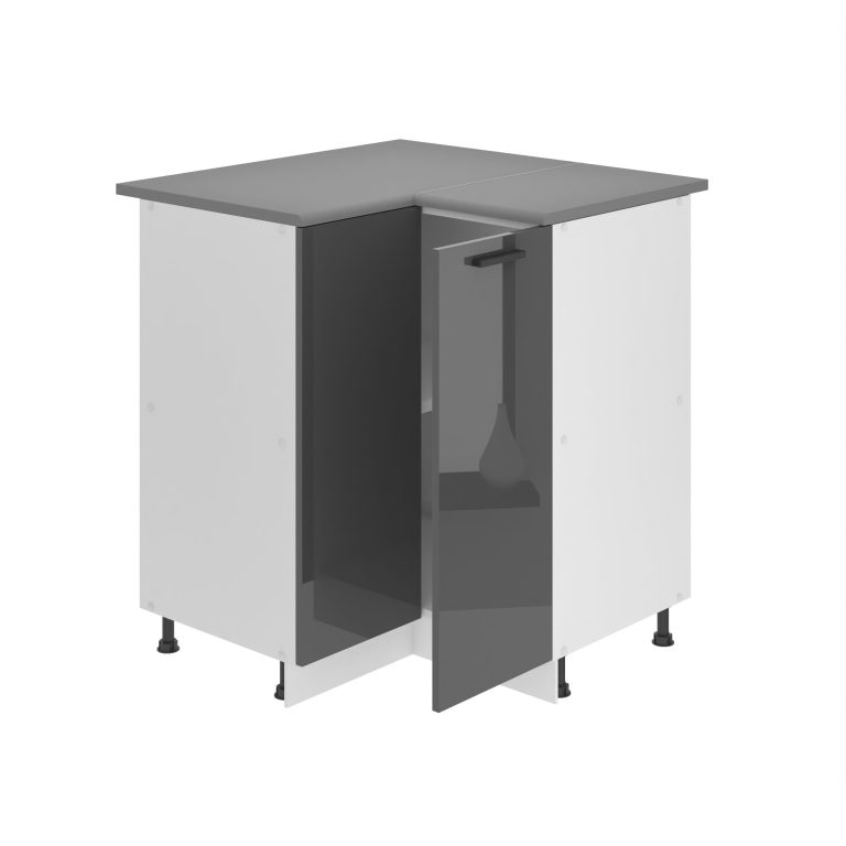 Belini Unterschrank Eckschrank Premium Full Version 90 cm Hochglanzgrau ohne Arbeitsplatte Hersteller INF SNP90/0/WT/S/0/B1/PP
