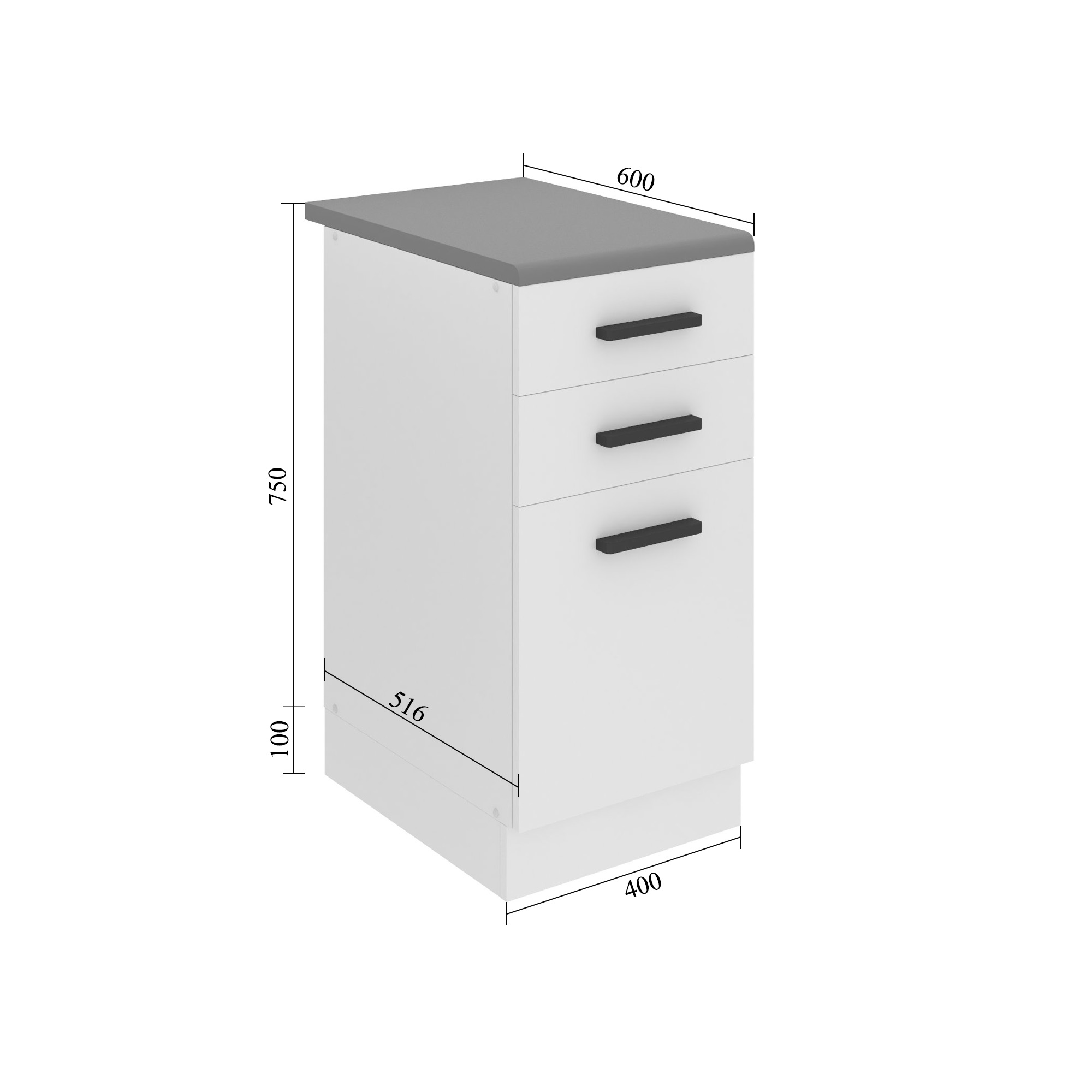 Belini Unterschrank mit Schubladen Premium Full Version 40 cm Hochglanzschwarz ohne Arbeitsplatte Hersteller INF SDSZ40/0/WT/B/0/B1/PP
