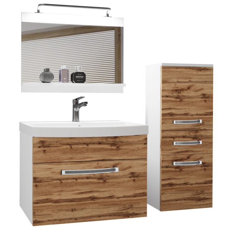  Badezimmermöbel Belini Premium Full Version Wotan-Eiche + Waschbecken + Spiegel + LED-Beleuchtung Glamour 23 Hersteller GLA M 2/0/W/DW/0/MB/PP