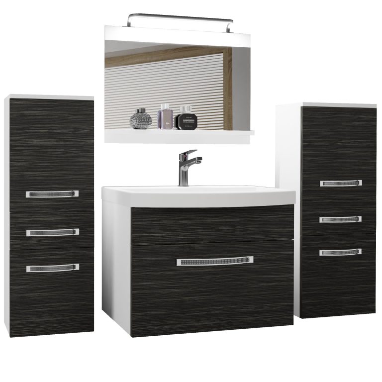 Badezimmermöbel Belini Premium Full Version königliches Ebenholz + Waschbecken + Spiegel + LED-Beleuchtung Glamour 59 Hersteller GLA M 4/0/W/HK/0/MB/PP

