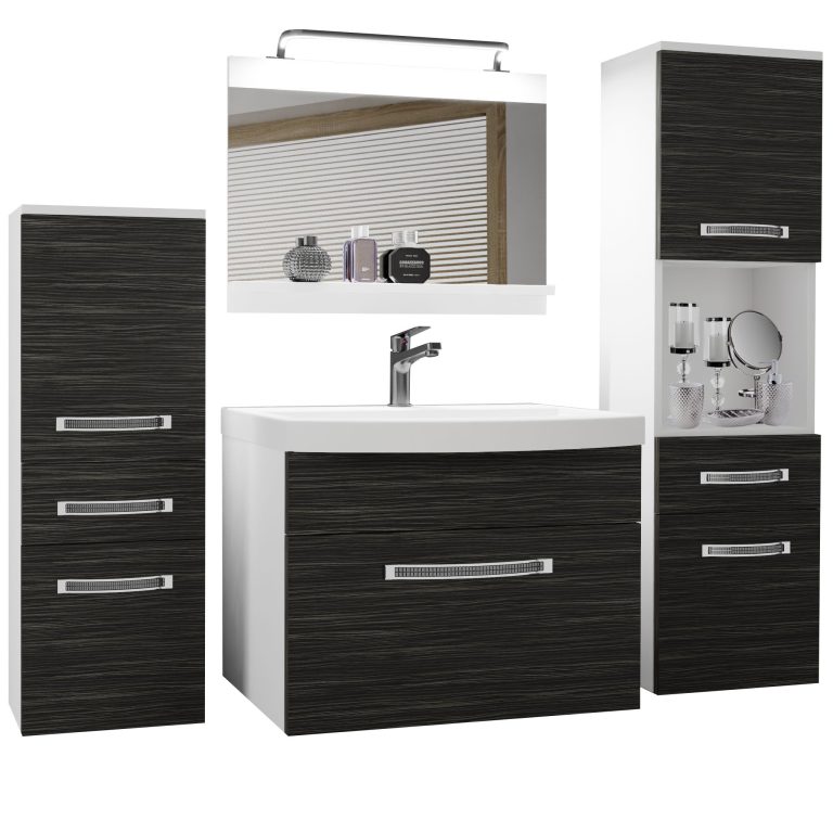 Badezimmermöbel Belini Premium Full Version königliches Ebenholz + Waschbecken + Spiegel + LED-Beleuchtung Glamour 78 Hersteller GLA M 5/0/W/HK/0/MB/PP