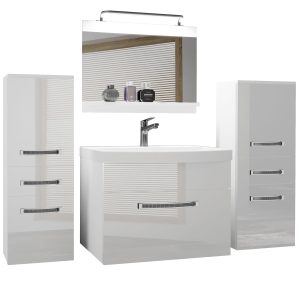 Badezimmermöbel Belini Premium Full Version Hochglanzweiß + Waschbecken + Spiegel + LED-Beleuchtung Glamour 62 Hersteller
