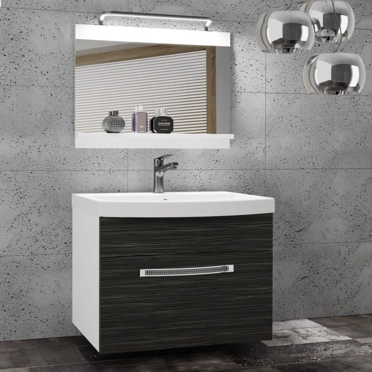 Badezimmermöbel Belini Premium Full Version königliches Ebenholz + Waschbecken + Spiegel + LED-Beleuchtung Glamour 2 Hersteller GLA M 1/0/W/HK/0/MB/PP