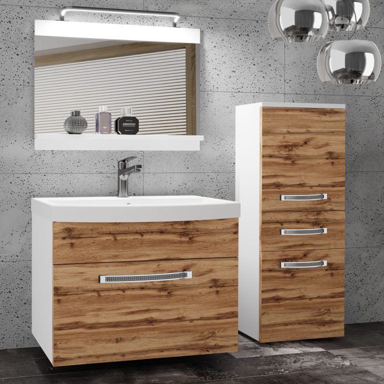  Badezimmermöbel Belini Premium Full Version Wotan-Eiche + Waschbecken + Spiegel + LED-Beleuchtung Glamour 23 Hersteller GLA M 2/0/W/DW/0/MB/PP