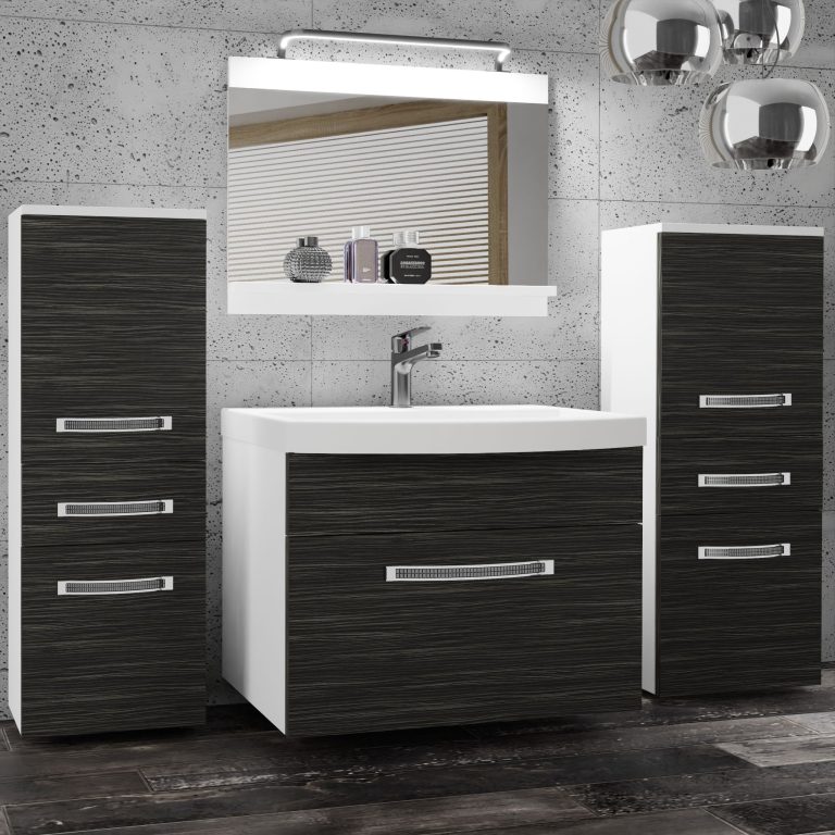 Badezimmermöbel Belini Premium Full Version königliches Ebenholz + Waschbecken + Spiegel + LED-Beleuchtung Glamour 59 Hersteller GLA M 4/0/W/HK/0/MB/PP
