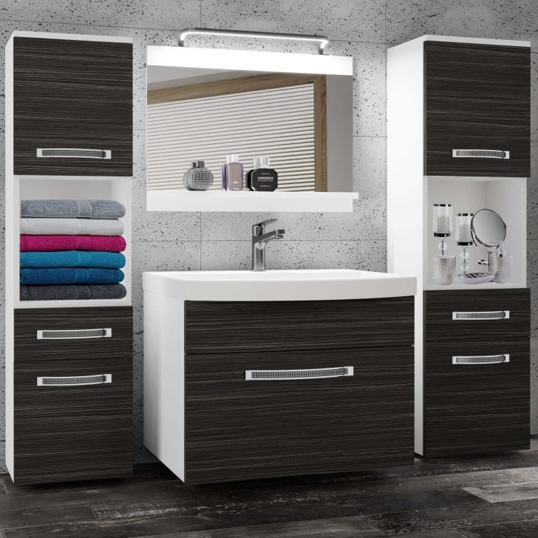 Badezimmermöbel Belini Premium Full Version königliches Ebenholz + Waschbecken + Spiegel + LED-Beleuchtung Glamour 97 Hersteller GLA M 6/0/W/HK/0/MB/PP
