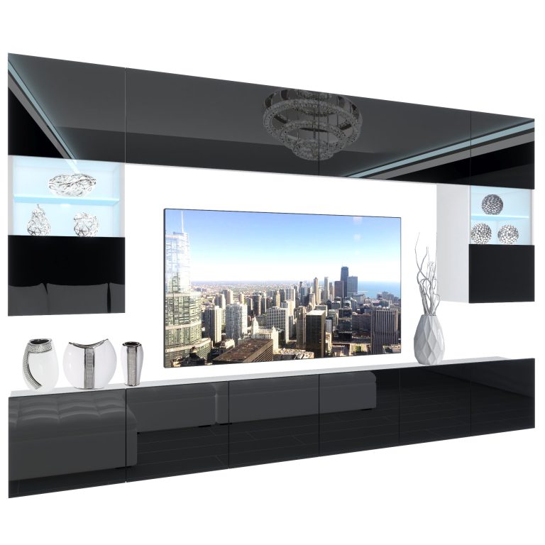 Wohnwand Belini Premium Full Version Hochglanz schwarz + LED-Beleuchtung Nexum 9 Hersteller NEX 1/0/W/B/0/0/PP
