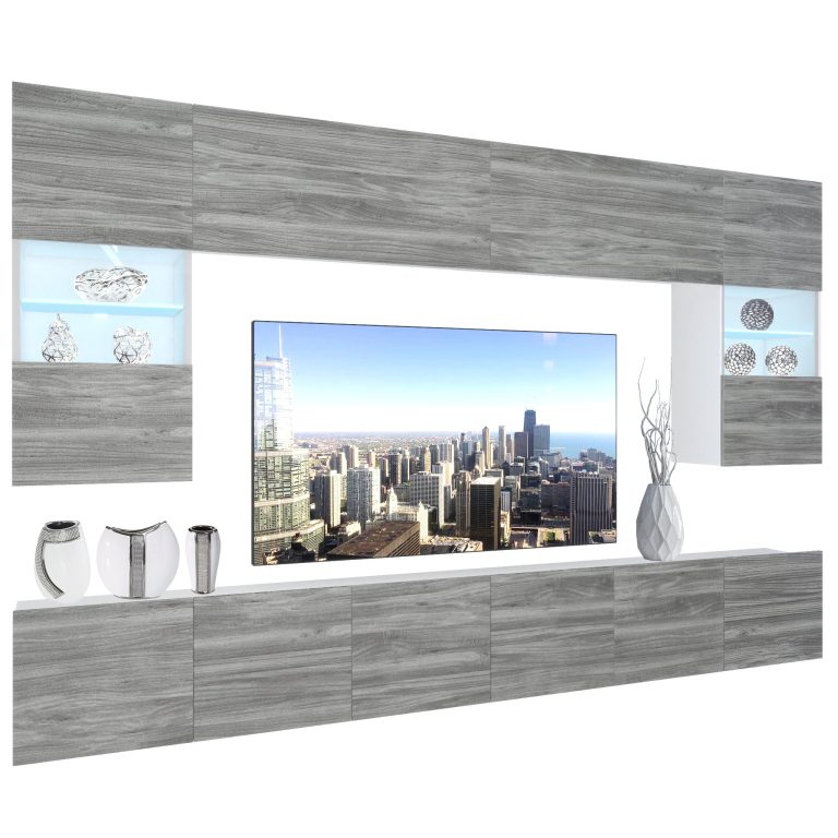 Wohnwand Belini Premium Full Version Grau Anthrazit Glamour Wood + LED-Beleuchtung Nexum 11 Hersteller NEX 1/0/W/GW1/0/0/PP