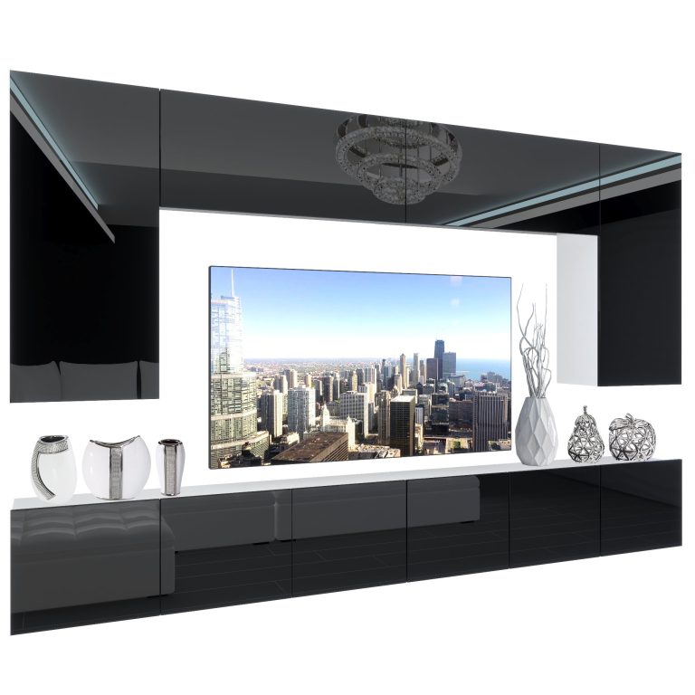 Wohnwand Belini Premium Full Version Hochglanz schwarz + LED-Beleuchtung Nexum 27 Hersteller NEX 2/0/W/B/0/0/PP