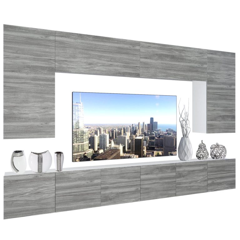 Wohnwand Belini Premium Full Version Grau Anthrazit Glamour Wood + LED-Beleuchtung Nexum 33 Hersteller NEX 2/0/W/GW1/0/0/PP
