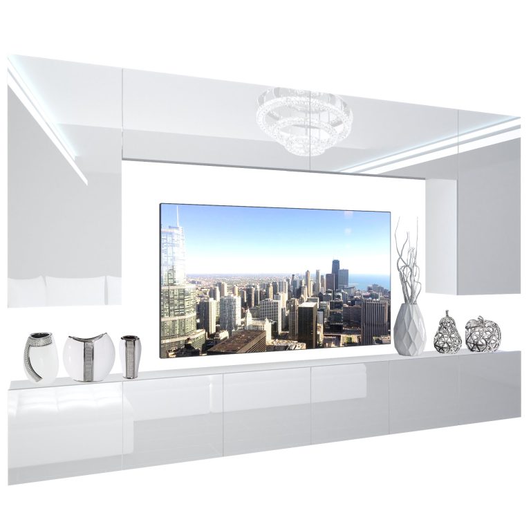 Wohnwand Belini Premium Full Version Hochglanz weiß+ LED-Beleuchtung Nexum 19 Hersteller NEX 2/0/W/W/0/0/PP