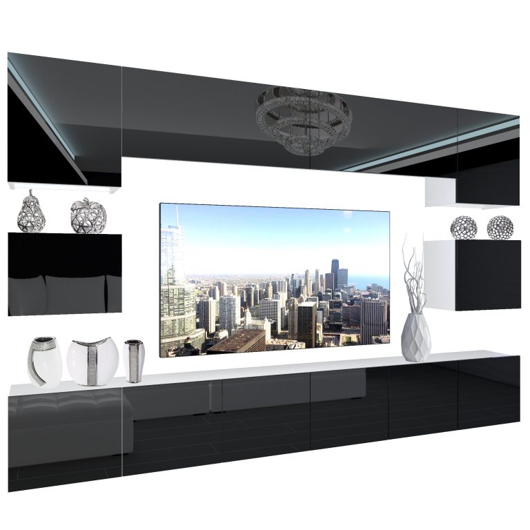 Wohnwand Belini Premium Full Version Hochglanz schwarz + LED-Beleuchtung Nexum 47 Hersteller NEX 3/0/W/B/0/0/PP