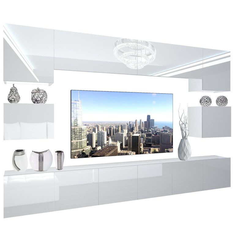 Wohnwand Belini Premium Full Version Hochglanz weiß+ LED-Beleuchtung Nexum 39 Hersteller NEX 3/0/W/W/0/0/PP