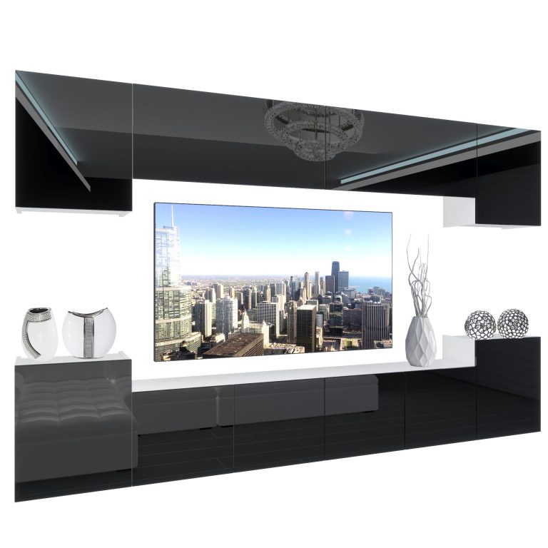 Wohnwand Belini Premium Full Version Hochglanz schwarz + LED-Beleuchtung Nexum 65 Hersteller NEX 4/0/W/B/0/0/PP