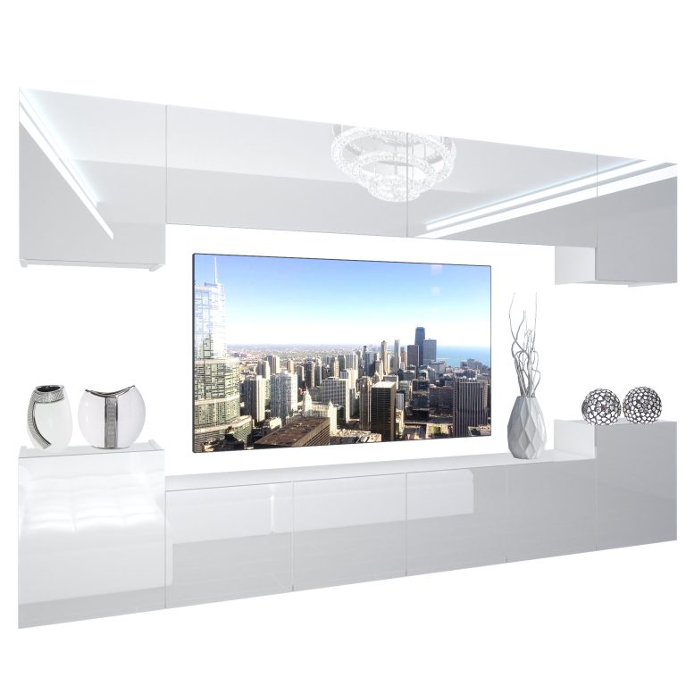Wohnwand Belini Premium Full Version Hochglanz weiß + LED-Beleuchtung Nexum 57 Hersteller NEX 4/0/W/W/0/0/PP