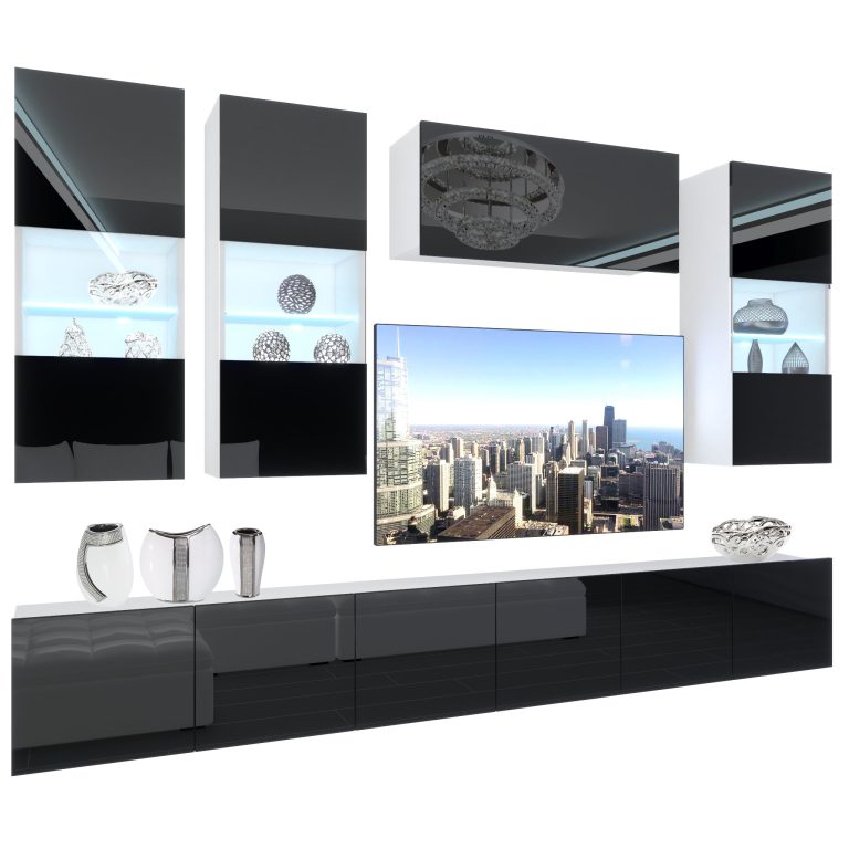 Wohnwand Belini Premium Full Version Hochglanz schwarz + LED-Beleuchtung Nexum 80 Hersteller NEX 5/0/W/B/0/0/ PP