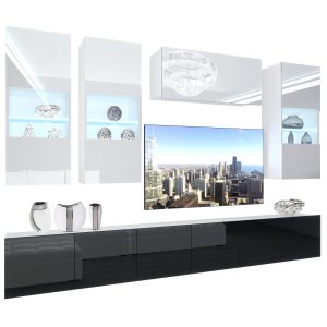 Wohnwand Belini Premium Full Version Hochglanz weiß-schwarz + LED-Beleuchtung Nexum 74 Hersteller
