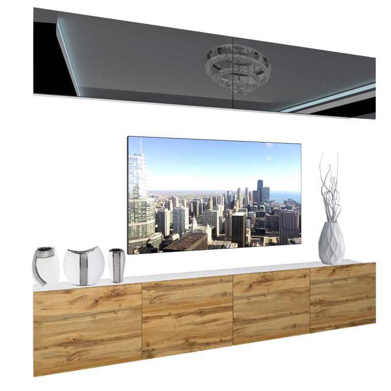 Wohnwand Belini Premium Full Version Hochglanzschwarz / Wotan-Eiche + LED-Beleuchtung Nexum 94 Hersteller NEX 6/0/W/BDW/0/0/PP
