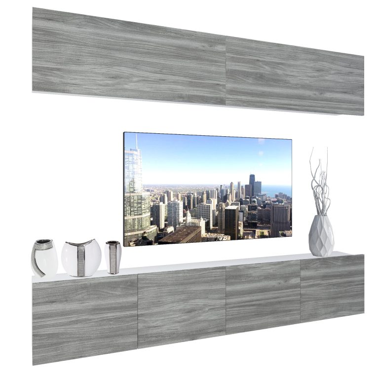 Wohnwand Belini Premium Full Version Grau Anthrazit Glamour Wood + LED-Beleuchtung Nexum 96 Hersteller NEX 6/0/W/GW1/0/0/PP