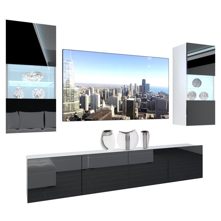 Wohnwand Belini Premium Full Version Hochglanz schwarz + LED-Beleuchtung Nexum 106 Hersteller NEX 7/0/W/B/0/0/PP