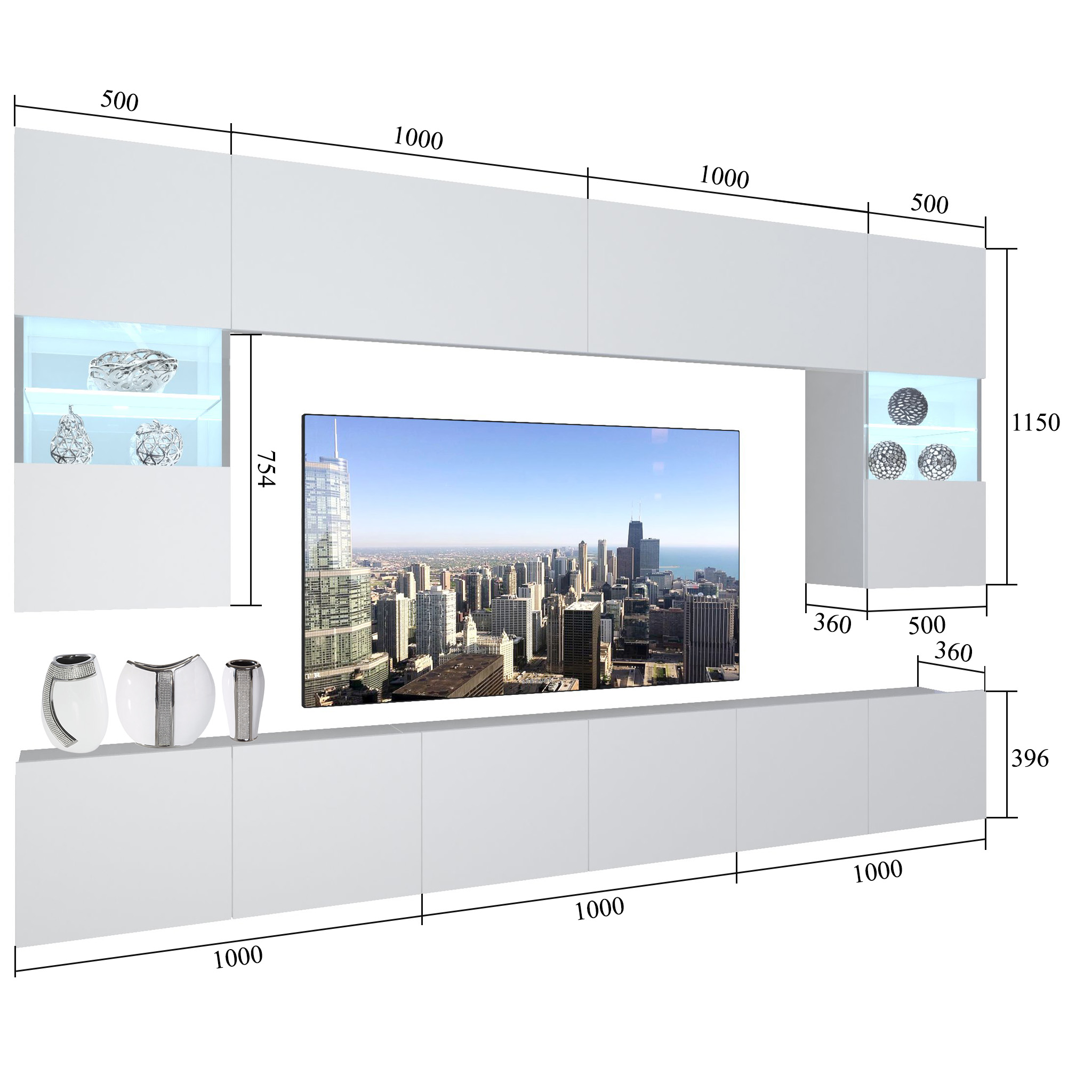 Wohnwand Belini Premium Full Version Sonoma Eiche + LED-Beleuchtung Nexum 12 Hersteller NEX 1/0/W/DS/0/0/PP