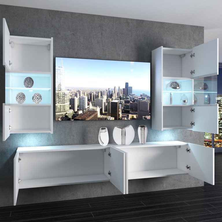 Wohnwand Belini Premium Full Version Grau Anthrazit Glamour Wood + LED-Beleuchtung Nexum 111 Hersteller NEX 7/0/W/GW1/0/0/PP