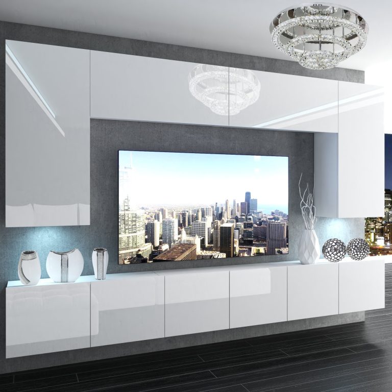 Wohnwand Belini Premium Full Version Hochglanz weiß+ LED-Beleuchtung Nexum 19 Hersteller NEX 2/0/W/W/0/0/PP