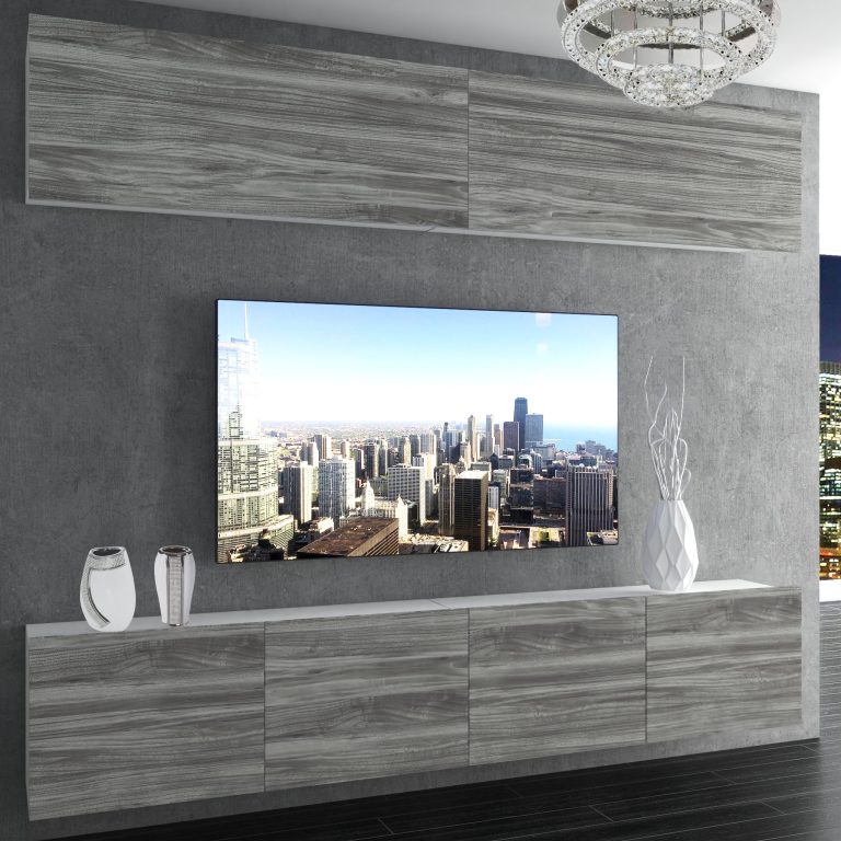 Wohnwand Belini Premium Full Version Grau Anthrazit Glamour Wood + LED-Beleuchtung Nexum 96 Hersteller NEX 6/0/W/GW1/0/0/PP